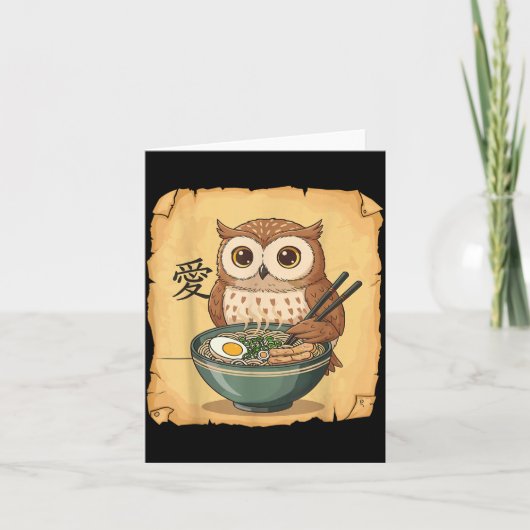 Ramen Owl Noodle Kawaii Lover Japanese Funny Graph Kaart (Voorkant)
