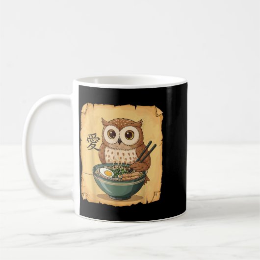 Ramen Owl Noodle Kawaii Lover Japanese Funny Graph Koffiemok (Links)