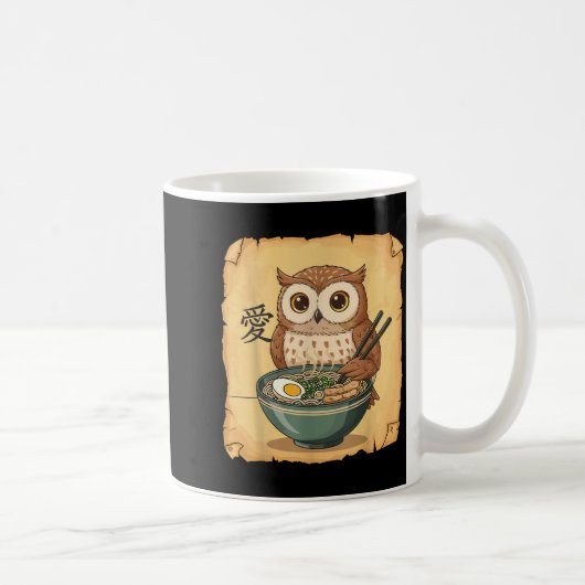 Ramen Owl Noodle Kawaii Lover Japanese Funny Graph Koffiemok (Rechts)
