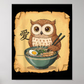 Ramen Owl Noodle Kawaii Lover Japanese Funny Graph Poster (Voorkant)