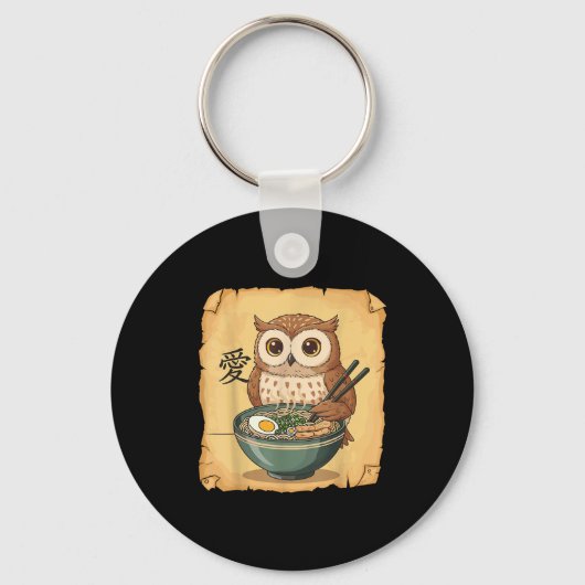 Ramen Owl Noodle Kawaii Lover Japanese Funny Graph Sleutelhanger (Voorkant)