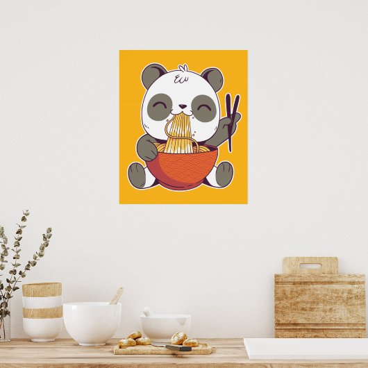 Ramen Panda Cute Poster (Keuken)