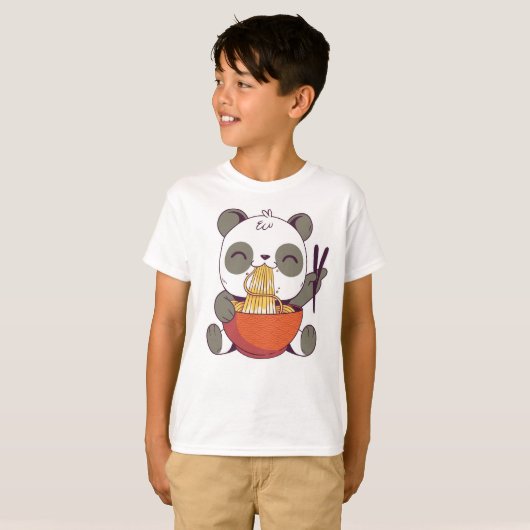 Ramen Panda Cute T-shirt (Voorkant volledig)