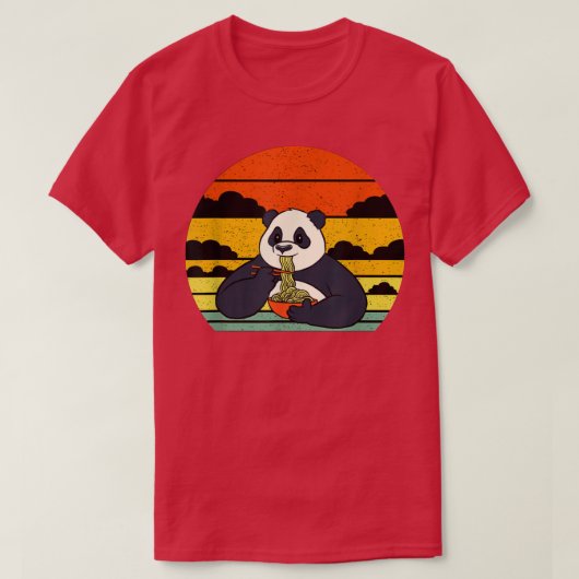Ramen Panda eet noedels Funny Cute Anime Noodle T-shirt (Design voorkant)