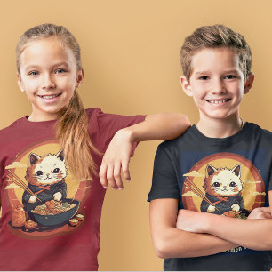 Ramen Party Boy's Verjaardag met Anime Cat T-shirt