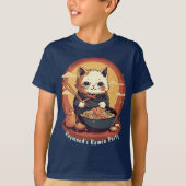 Ramen Party Boy's Verjaardag met Anime Cat T-shirt (Voorkant)