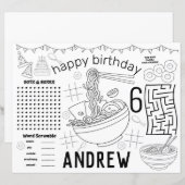 Ramen placemats, ramen verjaardagsblad (Voorkant / Achterkant)