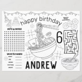 Ramen placemats, ramen verjaardagsblad (Voorkant)