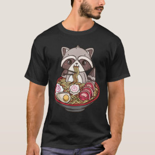 Ramen Raccoon Anime Kawaii Schattige T-Shirt