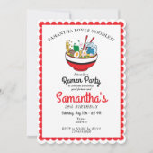 Ramen Red Japanese Miso Noodle Soup Verjaardagsfee Kaart (Voorkant)