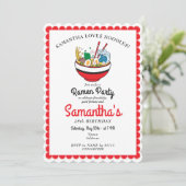 Ramen Red Japanese Miso Noodle Soup Verjaardagsfee Kaart (Staand voorkant)