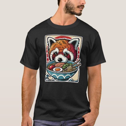 Ramen Red Panda Japanese Funny Kawaii Panda Anime T-shirt (Voorkant)