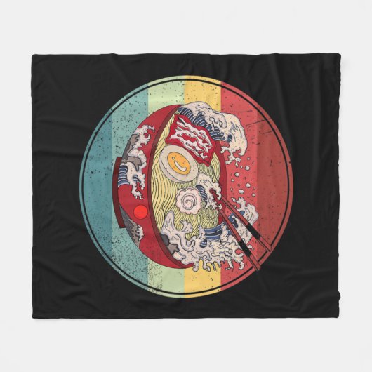 Ramen Retro Stijl  Anime Japans Gift Girl Fleece Deken (Voorkant (Horizontaal))