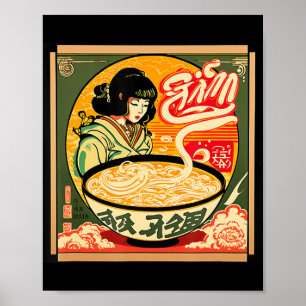 Ramen Retro Sushi  Anime Style Japans Poster