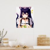 Ramen Romp: Noedel van een anime-kat en -meisje, N Poster (Keuken)
