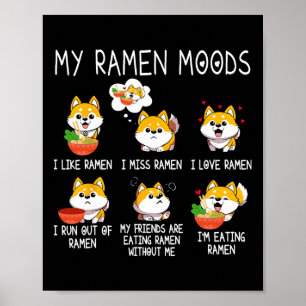 Ramen Shiba Inu Hondenliefhebber Japanse Noedels v Poster