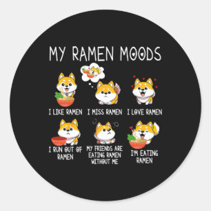 Ramen Shiba Inu Hondenliefhebber Japanse Noedels v Ronde Sticker