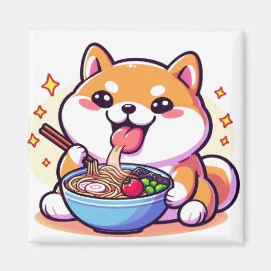 Ramen Shiba Inu Magnet – Cute & Tasty Vibes for Yo (Voorkant)