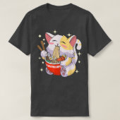 Ramen Shirt Cat Eating Noodles Japanese Food Anime (Design voorkant)