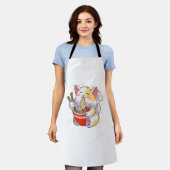 Ramen Shirt Kat Eating Noodles Japans voedseldier Schort (Gedragen)