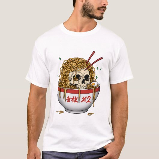 Ramen Skull T-shirt - Edgy Japanese Noodle Bowl (Voorkant)