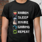 Ramen Sleep Anime Gaming Herhalen T-shirt