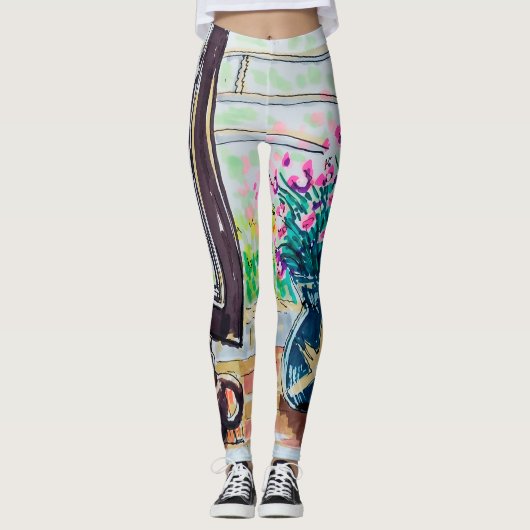 Ramen thee en bloemen leggings (Voorkant)