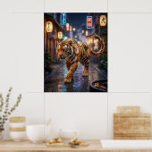 Ramen Tijger Neon Steeg Poster (Keuken)
