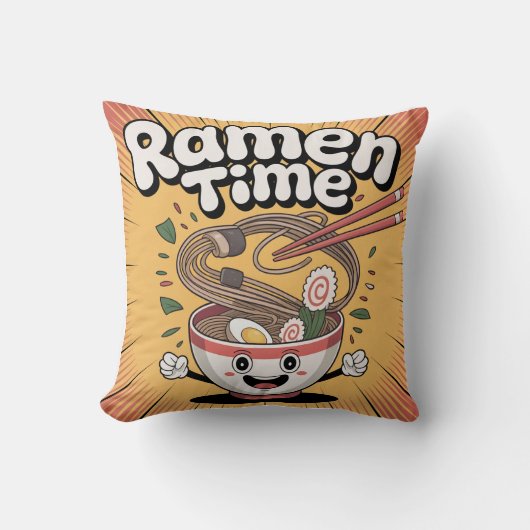 Ramen Time - Schattigee Cartoon Ramen Bowl Kussen (Voorkant)