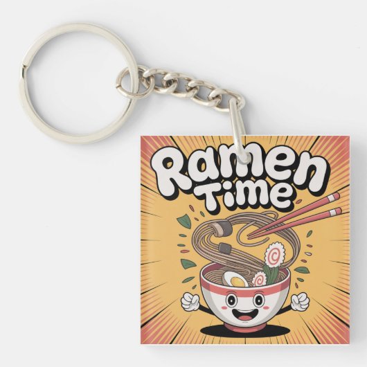 Ramen Time - Schattigee Cartoon Ramen Bowl Sleutelhanger (voorkant)