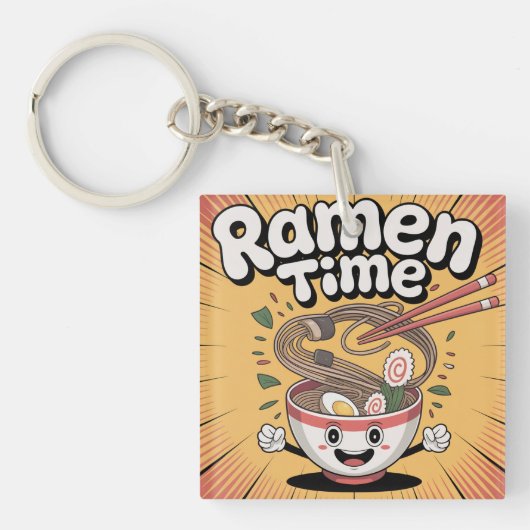 Ramen Time - Schattigee Cartoon Ramen Bowl Sleutelhanger (voorkant)