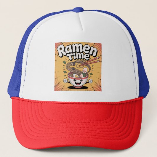 Ramen Time - Schattigee Cartoon Ramen Bowl Trucker Pet (Voorkant)
