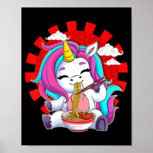 Ramen Unicorn Kawaii Anime Japans voedselmeisje Poster