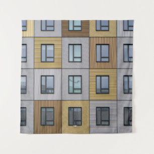 Ramen van witte en beige gebouwen wandkleed
