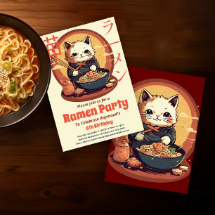 Ramen Verjaardagsfeest met Japanse Ramen Cat Kaart