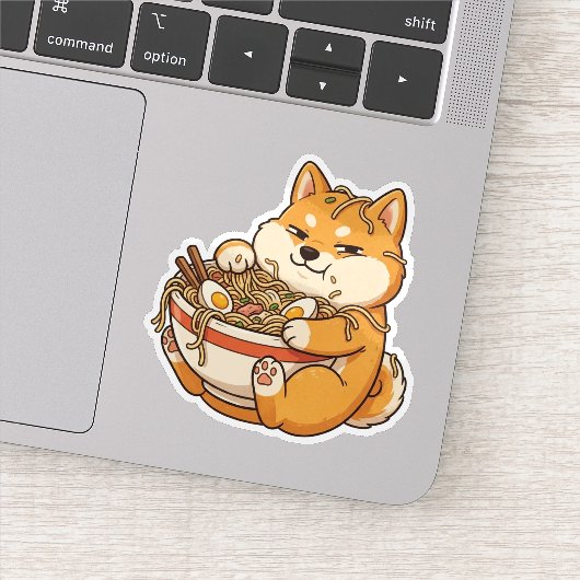 Ramen Verslaafde Shiba Sticker (Detail)