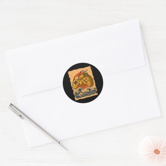 Ramen videogamecontroller ronde sticker (Envelop)