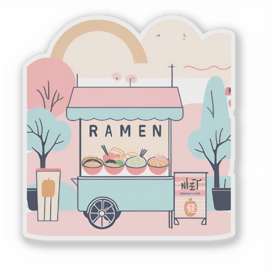 Ramen wagon in het park sticker (Voorkant)