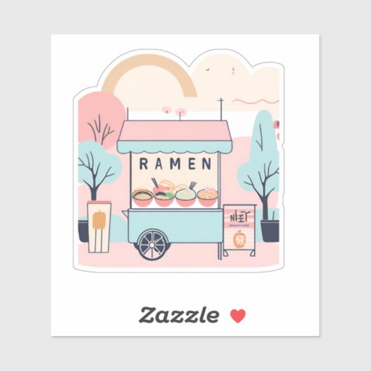 Ramen wagon in het park sticker (Vel)