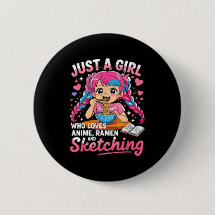 Ramenliefhebber gewoon een meisje dat van anime en ronde button 5,7 cm