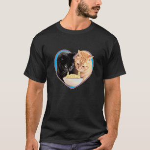 Ramennoedel Hart Zwart & Oranje Kat Minnaar Kitten T-shirt