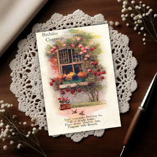 Ramenrozen Vintage 1920 Verjaardagsgroeten Briefkaart