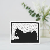Ramiliënde kat Linocut RSVP Kaartje (Staand voorkant)