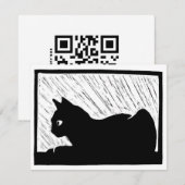 Ramiliënde kat Linocut RSVP Kaartje (Voorkant / Achterkant)