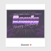 Ramin Name Vorname lila retro Sticker Geburtstag (Vel)