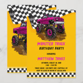 Raming vlag Monster Truck Birthday Party Kaart (Voorkant / Achterkant)