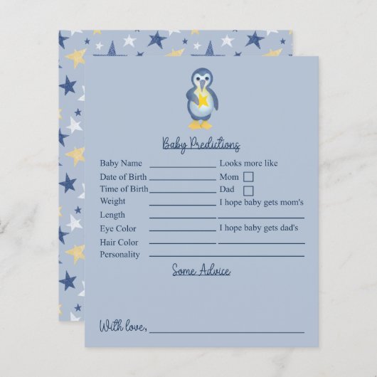 RAMINGEN EN ADVIES VAN HET Baby shower Star Pengui (Voorkant / Achterkant)