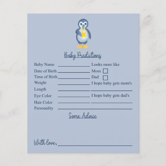 RAMINGEN EN ADVIES VAN HET Baby shower Star Pengui (Voorkant)