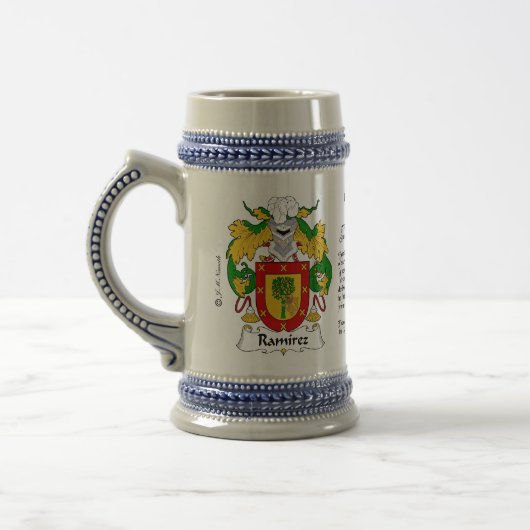 Ramirez Family Crest Stein Bierpul (Links)