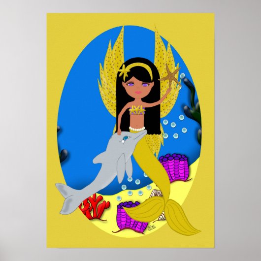 Ramla the Golden Merfaery and Dolphin Poster (Voorkant)